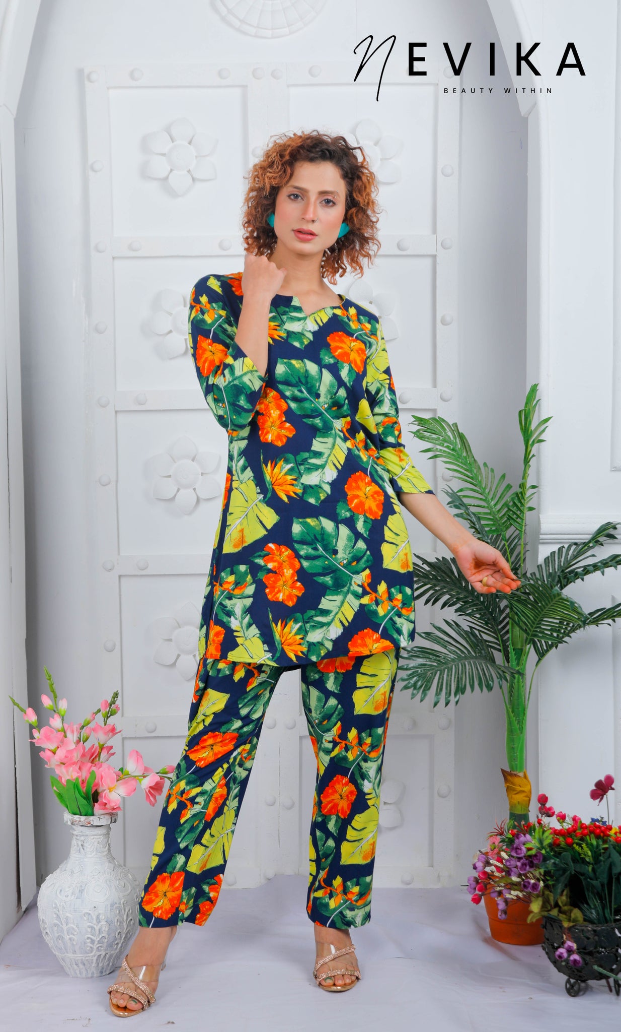 Relax in Blooming Style With Green Large Floral Loungewear