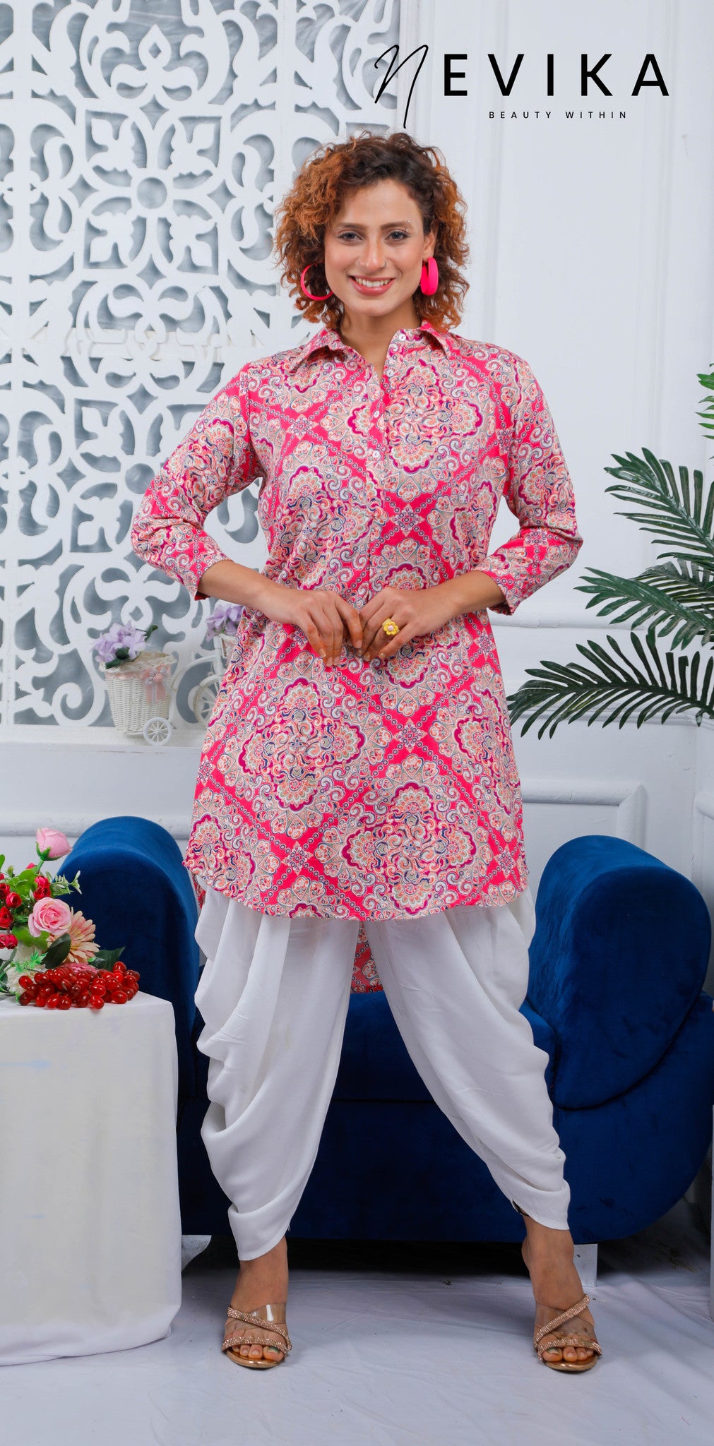 Radiant in Pink with our Kurti and Dhoti Salwar Set