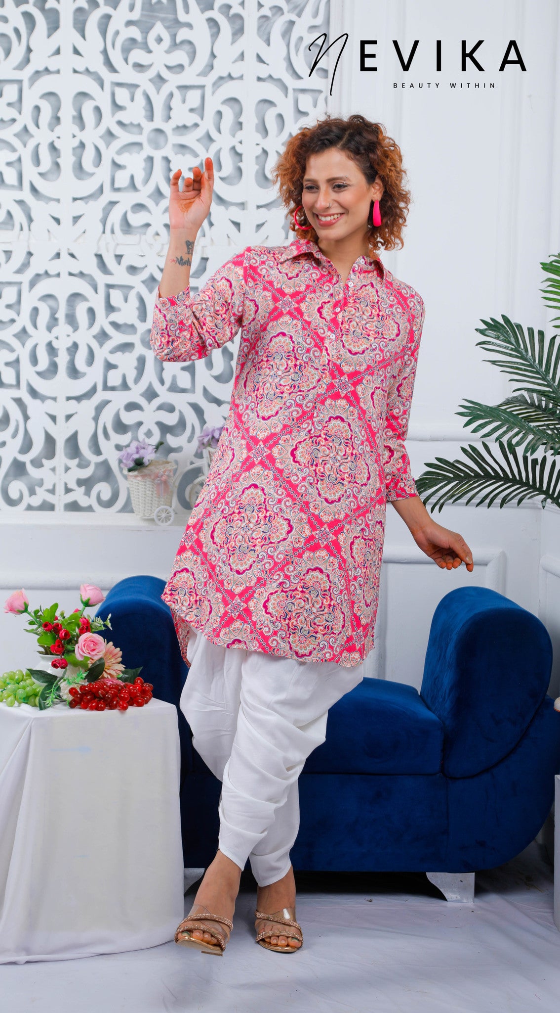 Radiant in Pink with our Kurti and Dhoti Salwar Set