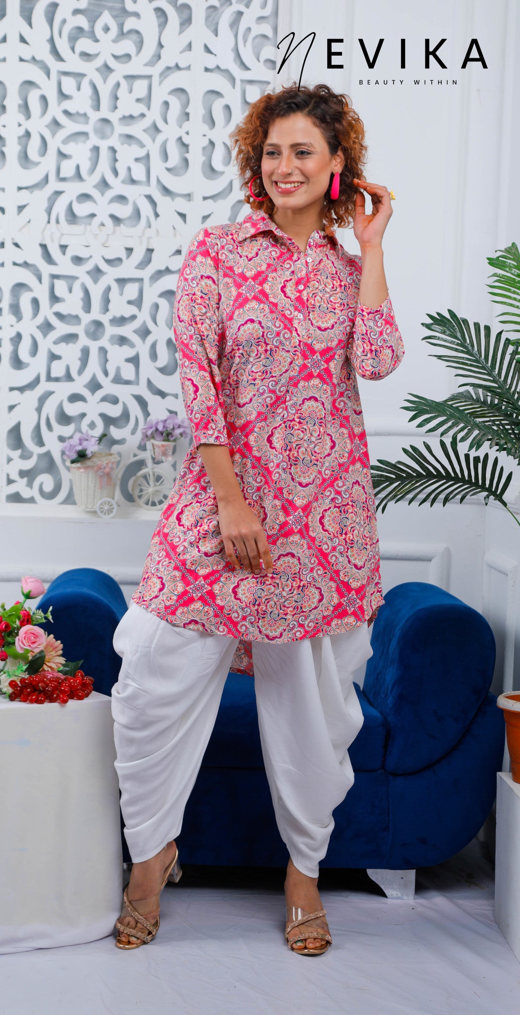 Radiant in Pink with our Kurti and Dhoti Salwar Set