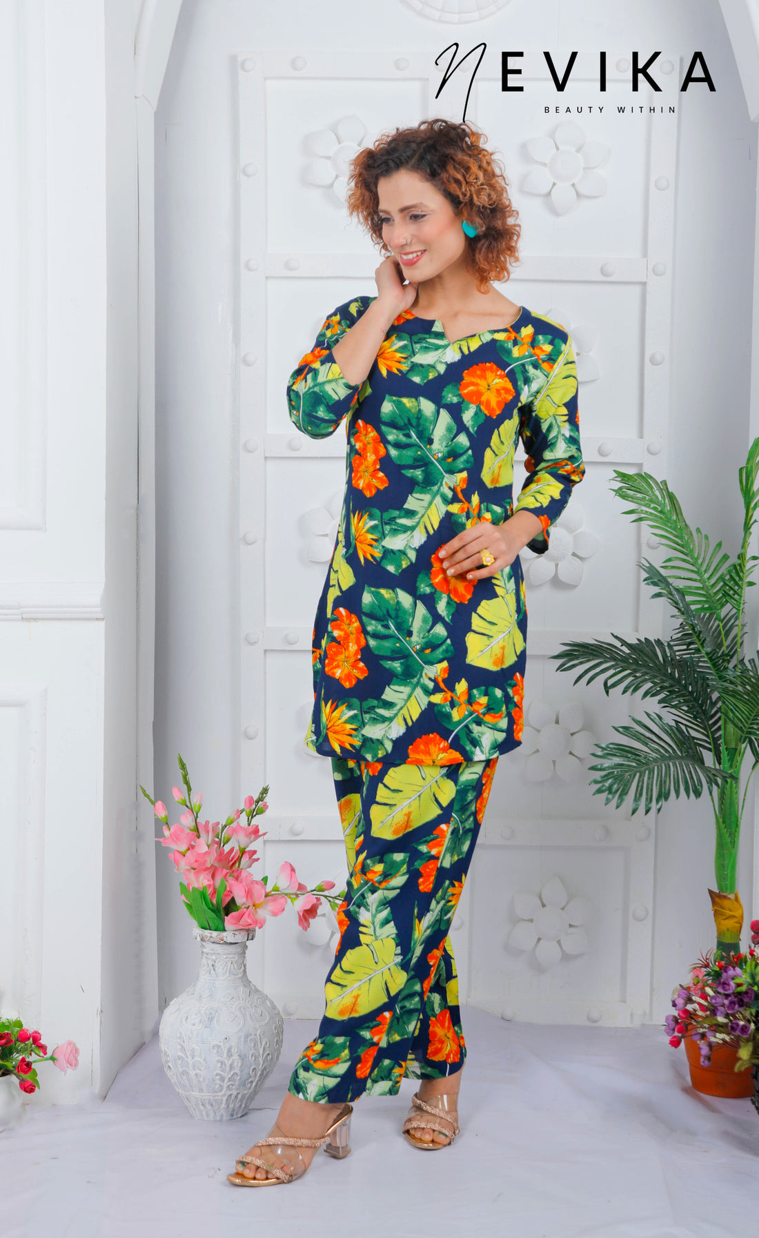 Relax in Blooming Style With Green Large Floral Loungewear