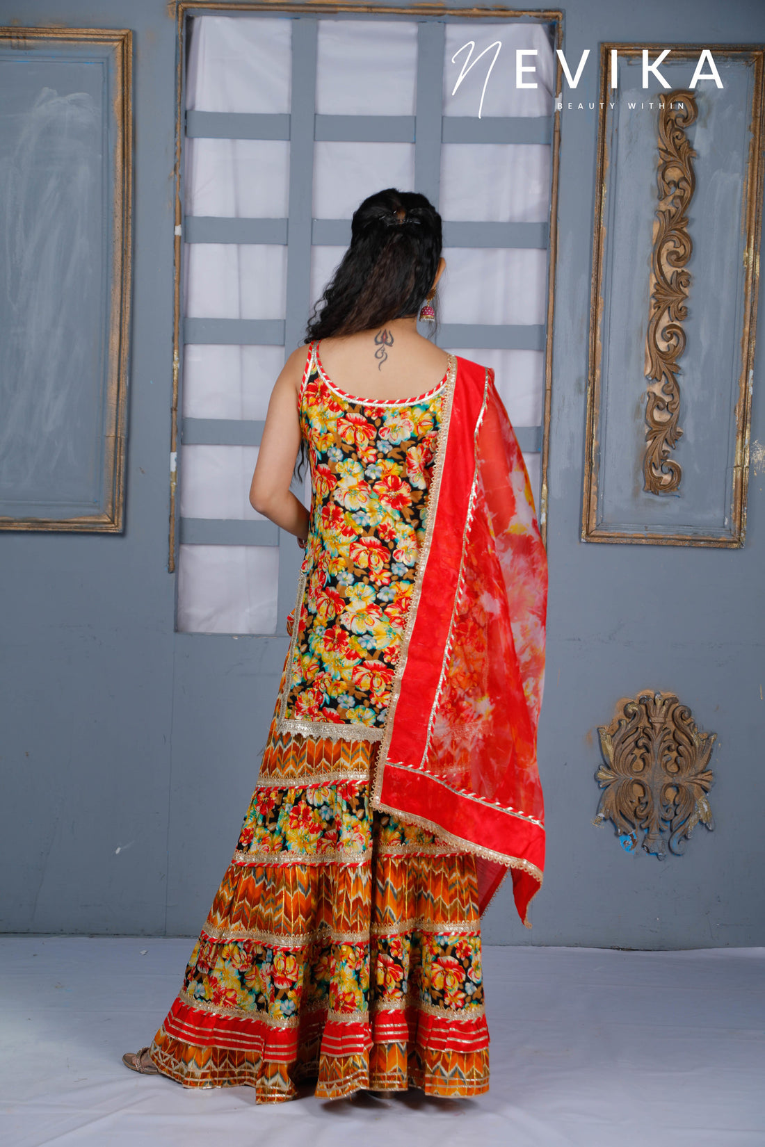 Mesmerize  in Indian Red Sharara Dress for Festival Elegance