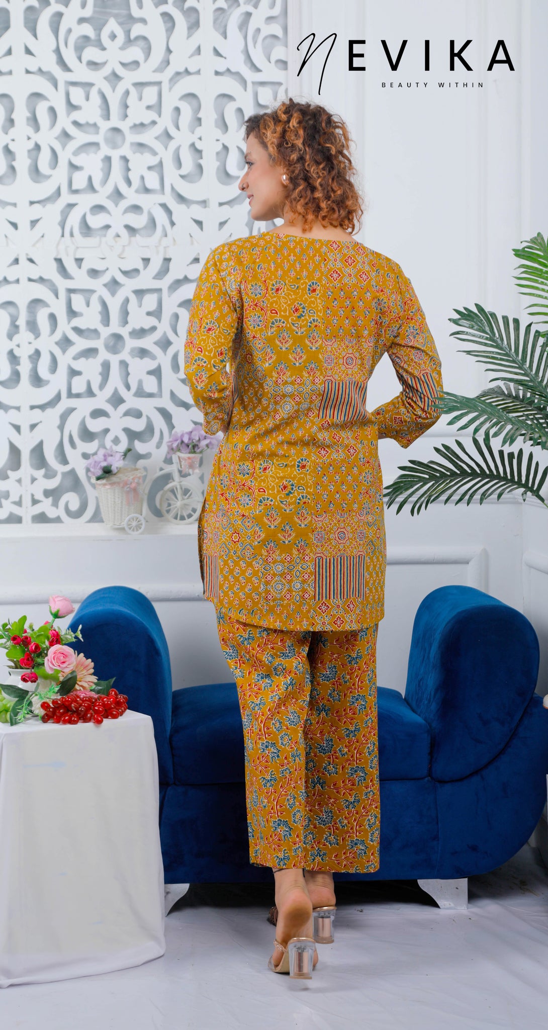 Katha Printed Mustard LoungeWear