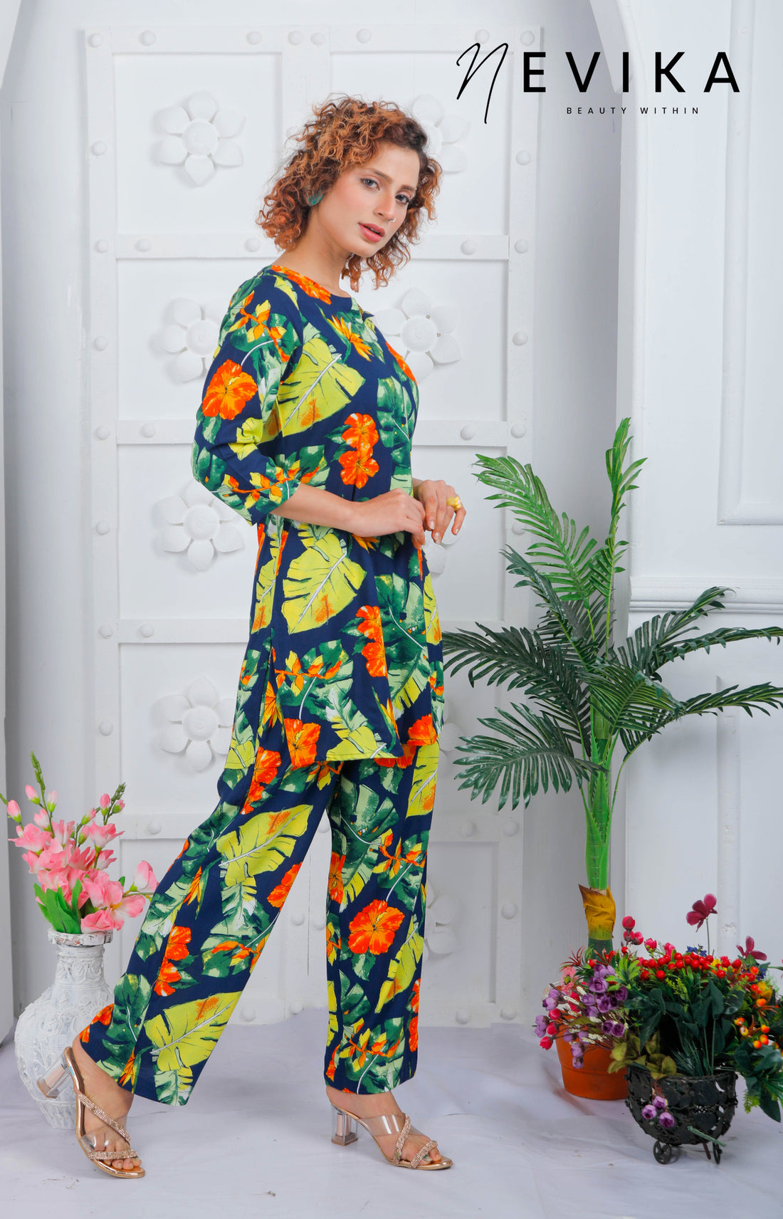 Relax in Blooming Style With Green Large Floral Loungewear