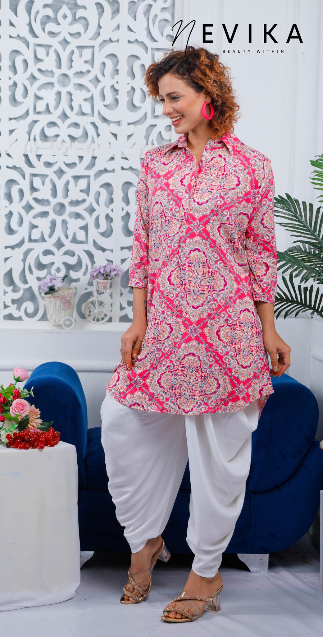 Radiant in Pink with our Kurti and Dhoti Salwar Set