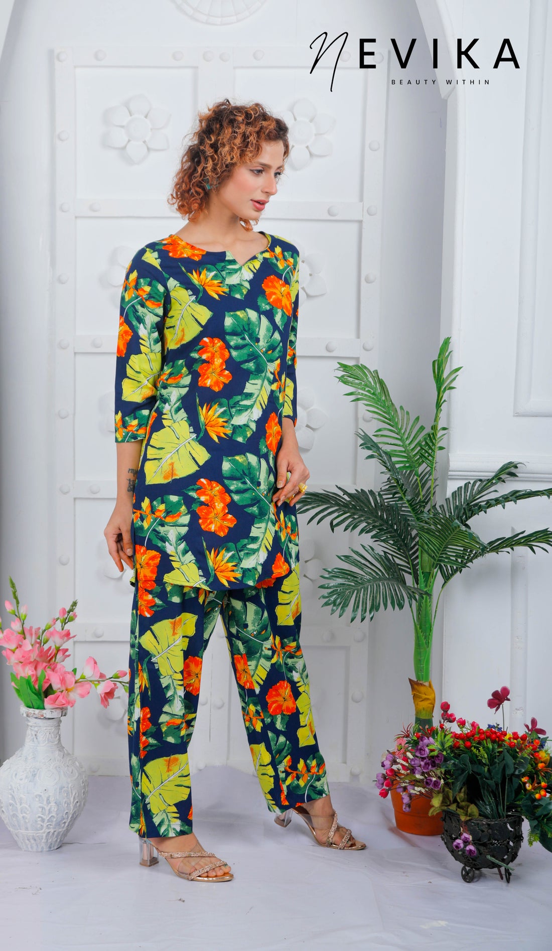 Relax in Blooming Style With Green Large Floral Loungewear