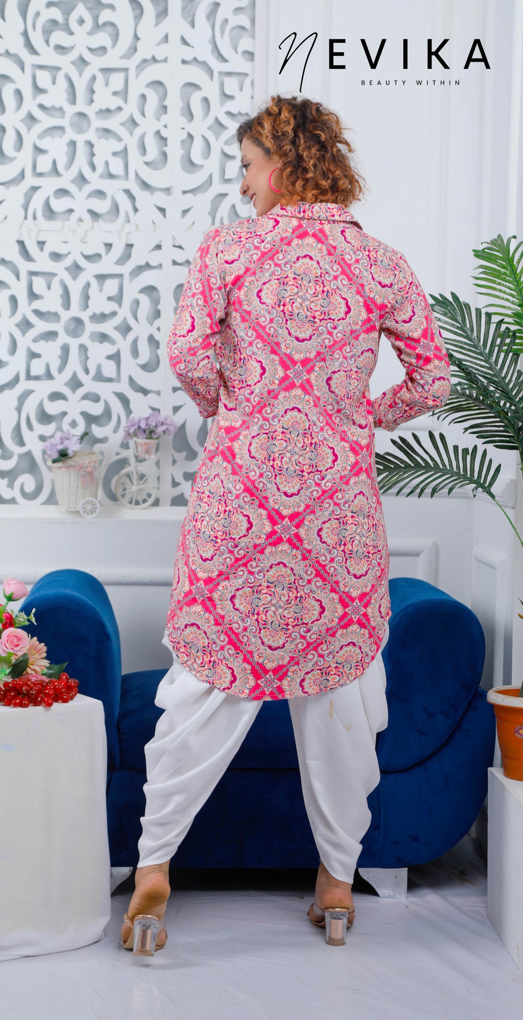 Radiant in Pink with our Kurti and Dhoti Salwar Set