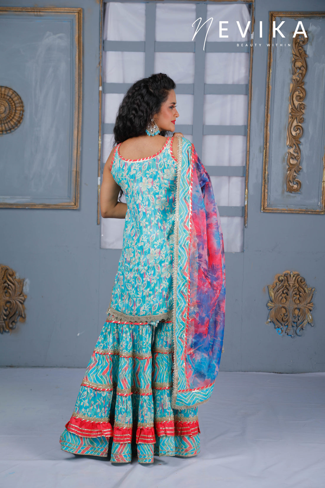 Mesmerize  in Indian Blue Sharara Dress for Festival Elegance